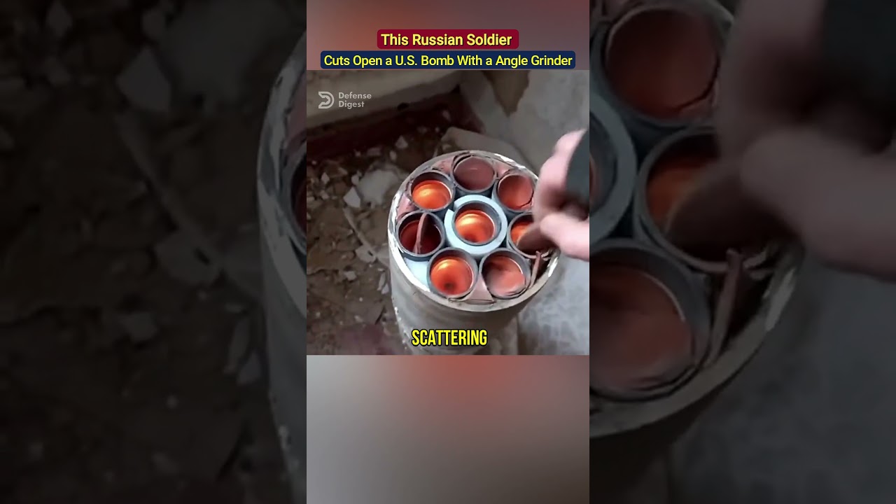 This Russian Soldier Cuts Open a U S  Bomb With a Angle Grinder!