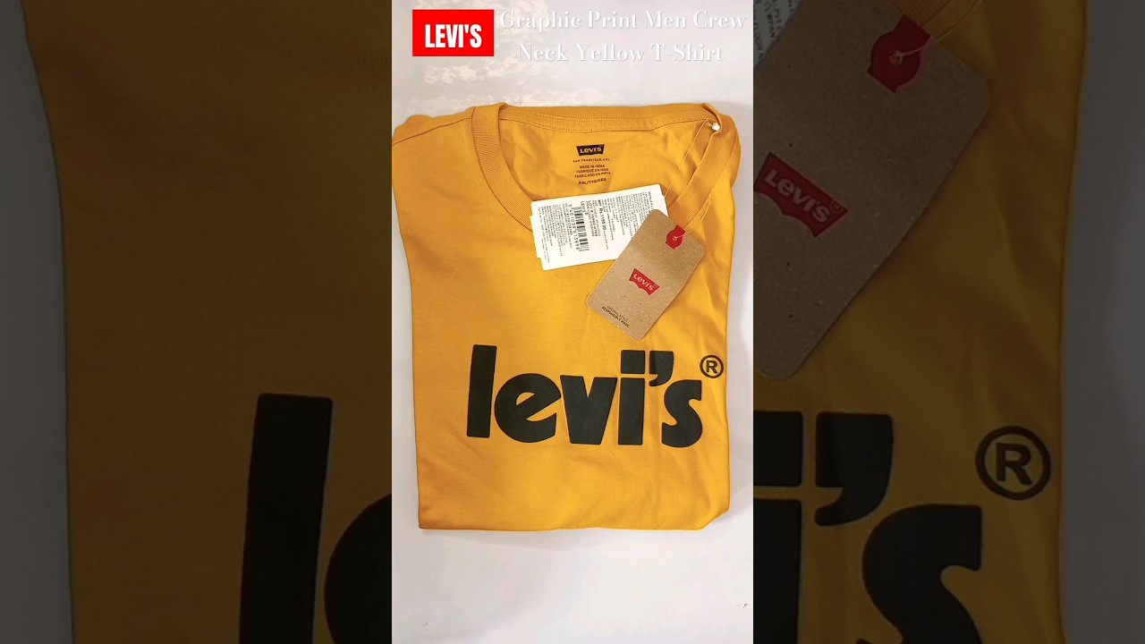 LEVI'S Graphic Print Men Crew Neck Yellow T-Shirt Unboxing..... #levis #tshirt #shorts #unboxing