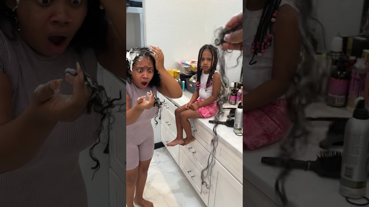 Londyn does mommy hair and makes it fall out #shorts