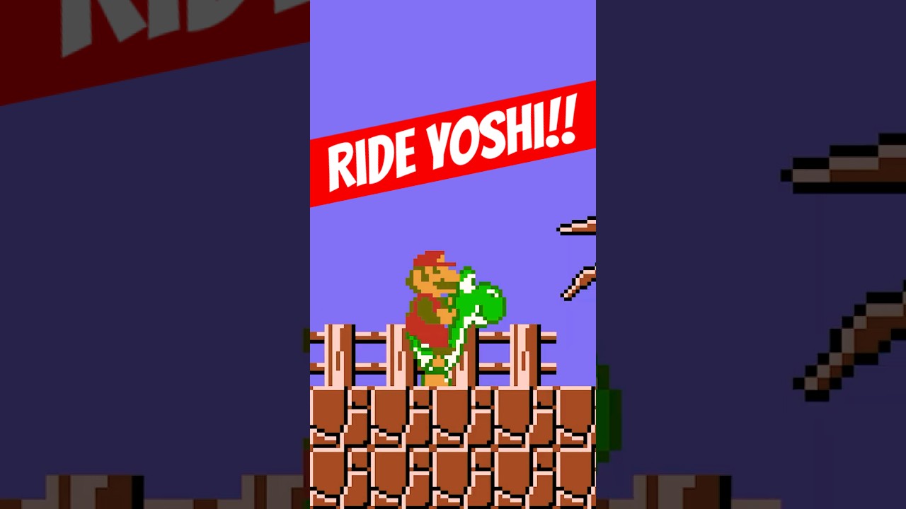 RIDE YOSHI in Super Mario Bros. (NES)!!