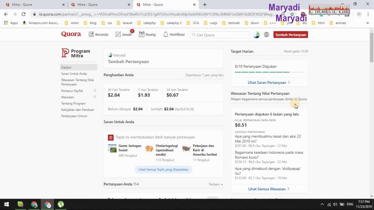 Menghubungkan Quora dengan Paypal