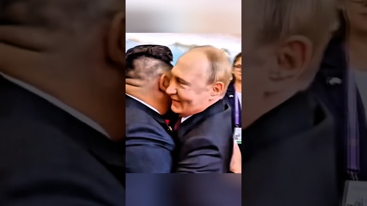 A friendly hug between leader Kim Jong Un and President Putin #kimjongun #putin #northkorea #russia