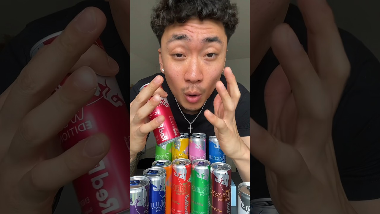 TRYING EVERY RED BULL FLAVOR 🐂😤❗️(2/4) @redbull #redbull #eatingshowasmr #eatwithme #trending