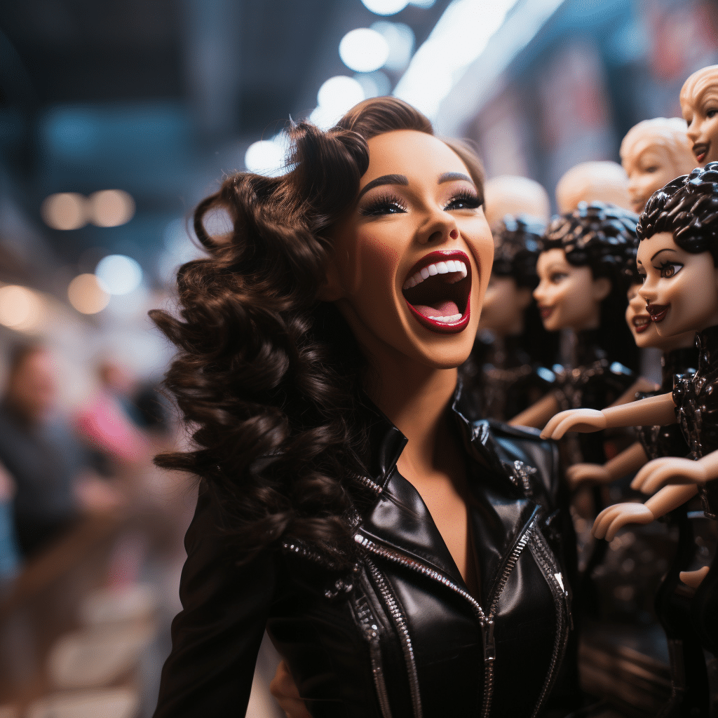 real brunette barbie models foaming mouth smiling