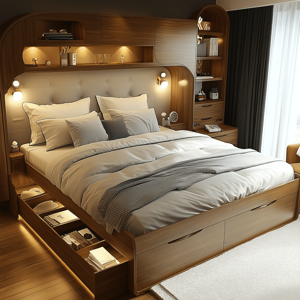 queen bed with storage