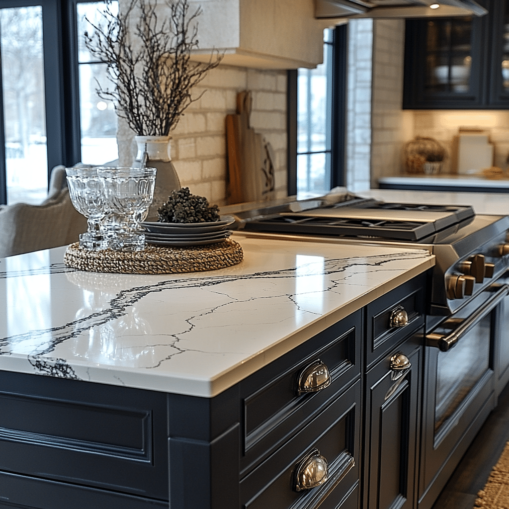 white quartz kitchen countertops