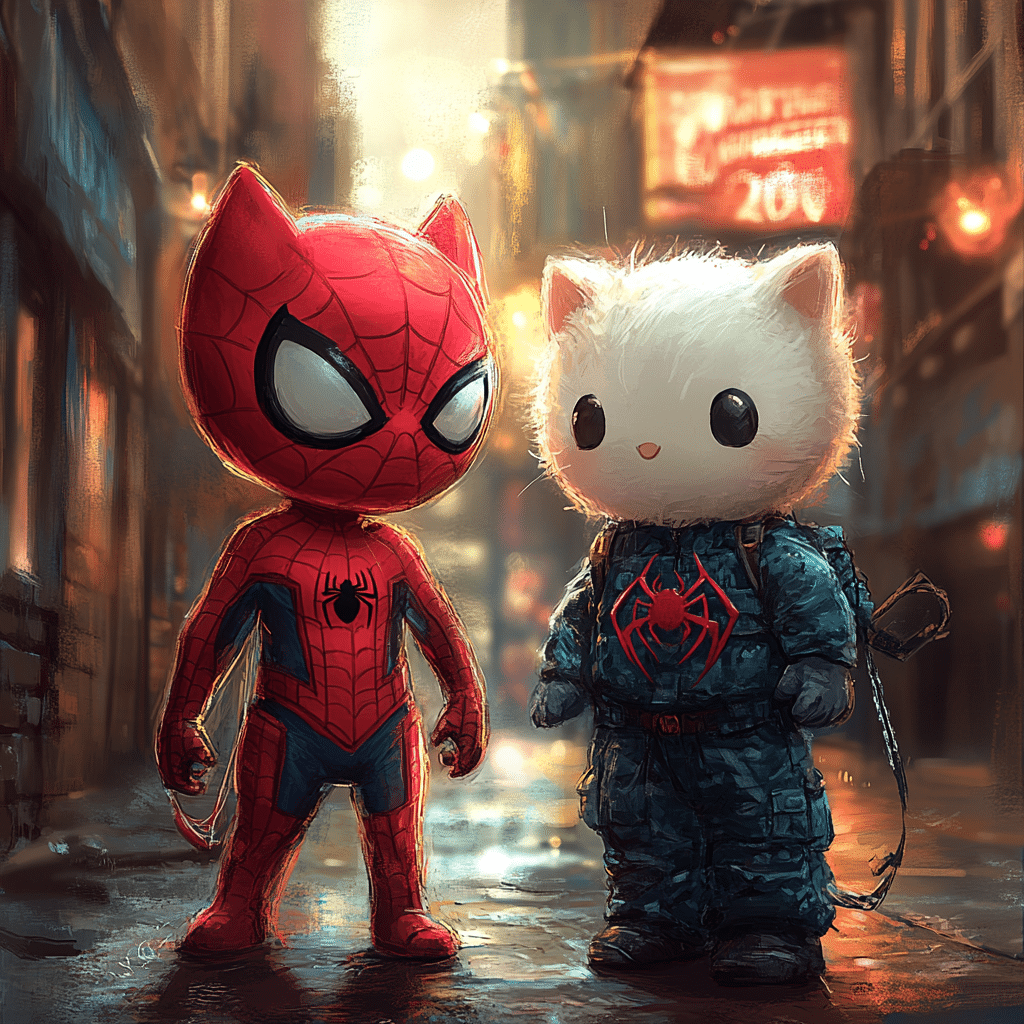 hello kitty and spiderman