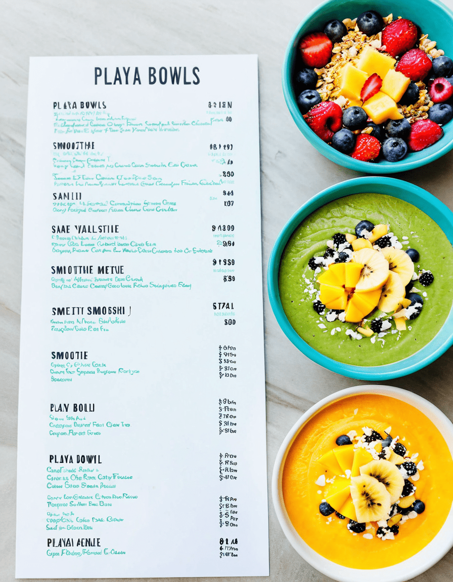 playa bowls menu
