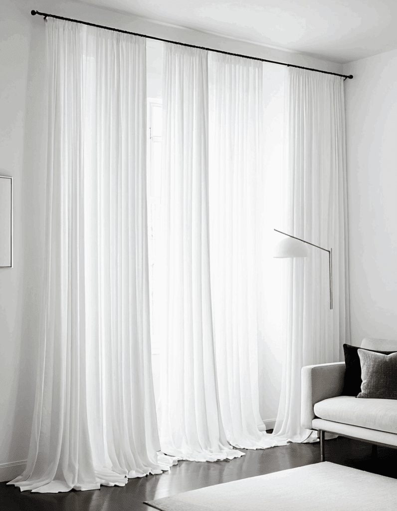 white curtains